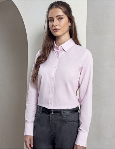 PRE-PR338-Womens Cotton Rich Oxford Stripes Shirt